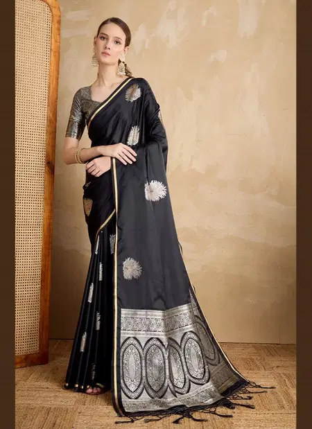 Kanthkala Panther Dark By Rajtex Satin Handloom Weaving Silk Saree Exporters In India
